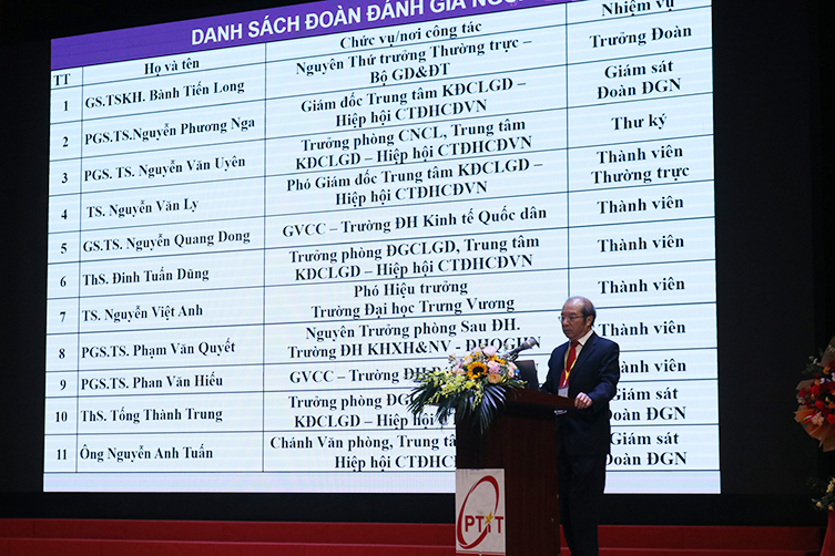 Prof. Dr.Sc. Banh Tien Long, head of the external review panel, speaks at the closing session of the site visit at PTIT